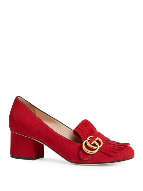 gucci suede marmont heels|Gucci Marmont block heel.